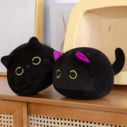 Lusy Store LLC Big Size Plush Cat Pillow Round Black Cat Bed Cushion Sleeping Toys Stuffed Soft Animal Dolls Kids Birthday Gift Plush