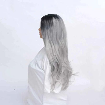 Long Black to Gray Cosplay Wigs Halloween Costumes Women White Long Wavy Womans Color Synthetic Hairs Natural Party Wigs