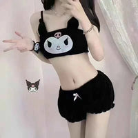 New Sanrio Kuromi Japanese thickened plush girl cute pajamas tube top set Melody Cinnamoroll kawaii sweet home wear wholesale My Melody 1