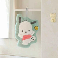 Cute Cartoon Kuromi Cinnamoroll Coral Velvet Hanging Kitchen Bathroom Children's Absorbent Hand Towel Square Towel d-Short style