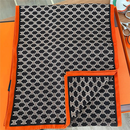 POBING 30% Silk 70%Cashmere Scarf Women Hand Rolled Luxury Printed Long Scarves Wraps Bandana Big Shawls Hijabs Female Foulards Lusy Store
