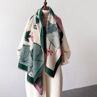 Lusy Store Warm Cashmere Scarf Women Shawl Floral Print New Wraps Luxury Thick Blanket Winter Bufanda Pashmina Female Travel Poncho Stoles 
