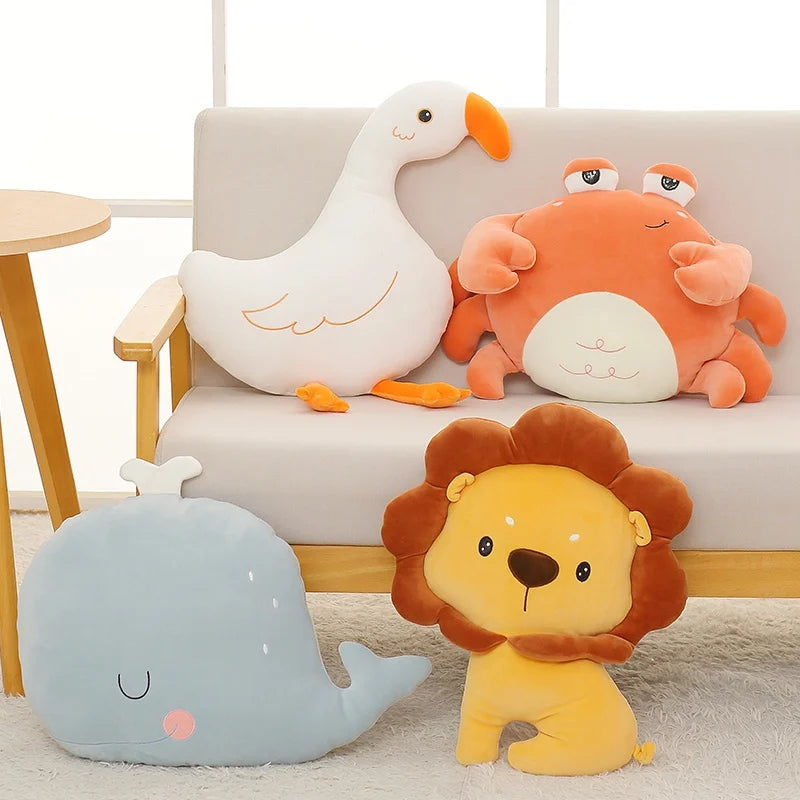 Lusy Store LLC Fat Kawaii Chicken Bear Rabbit Penguin Piggy Dinosaur Plush Pillow Toys Soft Stuffed Animal Chair Cushion Gift Plush