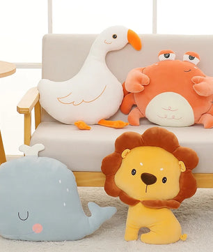 Lusy Store LLC Fat Kawaii Chicken Bear Rabbit Penguin Piggy Dinosaur Plush Pillow Toys Soft Stuffed Animal Chair Cushion Gift Plush