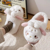 Hello Kitty Cinnamoroll Kuromi Plush Slippers - Winter Kawaii Home Shoes B
