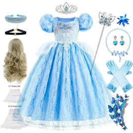 Cinderella Dress For Girls Kids Party Cosplay Halloween Costumes Kids Birthday Princess Dress Up Clothes