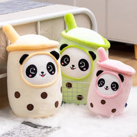 Lusy Store LLC Tea Cup Panda Bubble Tea Pillow Cute Fruit Drink Plush Stuffed Soft Apple Strawberry Milk Tea Kids Gift Plush
