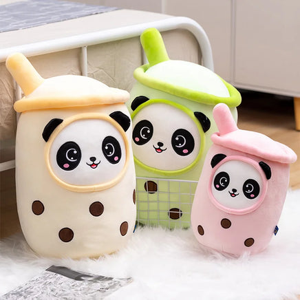 Lusy Store LLC Tea Cup Panda Bubble Tea Pillow Cute Fruit Drink Plush Stuffed Soft Apple Strawberry Milk Tea Kids Gift Plush