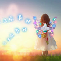 Lusy Store LLC Electric Butterfly Wings Moving Elf Wing with Light Fairy Wings for Kids Birthday Christmas Cosplay Action Figure
