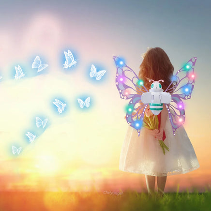 Lusy Store LLC Electric Butterfly Wings Moving Elf Wing with Light Fairy Wings for Kids Birthday Christmas Cosplay Action Figure