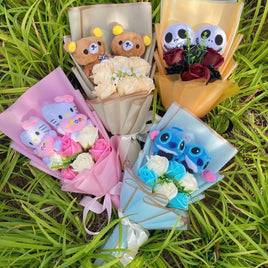 Lusy Store LLC Hello Kitty Stitch Halloween Jack Plush Dolls Flower Bouquets Gifts Bouquet