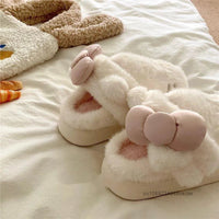 Hello Kitty Unique Design Soft Cute Home Slippers Women Winter Thick Bottom Anti Slip Plush Slippers Trend New Warm Cotton Shoes Lusy Store