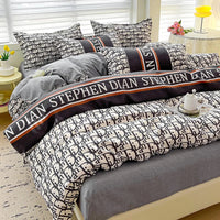 4 Pieces,100% Cotton Bedding Set,Four Piece Bed Sheet Comforter Comforter Set,Modern Fashion Couple Bed Comforter Set Lusy Store