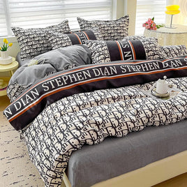 4 Pieces,100% Cotton Bedding Set,Four Piece Bed Sheet Comforter Comforter Set,Modern Fashion Couple Bed Comforter Set Lusy Store