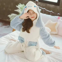 Sanrio Cinnamoroll Anime Periphery Winter Flannel Rompers Pajamas Children Girl Boy Toddler Jumpsuit Infant Clothes Kids Gifts