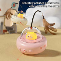 UFO Smart Teaser Cat Toy Electric Cat Teaser Stick With Bell Training Pet Toys Replaceable Feather Interactive Cat Supplies