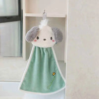 Cute Cartoon Kuromi Cinnamoroll Coral Velvet Hanging Kitchen Bathroom Children's Absorbent Hand Towel Square Towel D-Long style