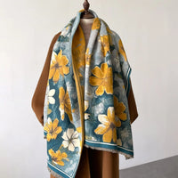 Lusy Store Warm Cashmere Scarf Women Shawl Floral Print New Wraps Luxury Thick Blanket Winter Bufanda Pashmina Female Travel Poncho Stoles 