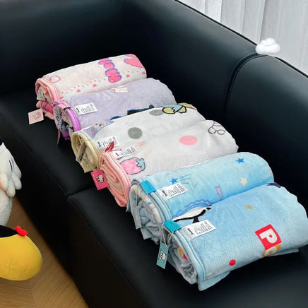 Sanrio Plush Kids Blanket Soft Fluffy Hello Kitty Cinnamoroll Cartoon Warm Throw Quilt Rainbow Blanket for Sofa Bedroom Gift