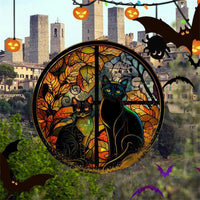 2025 Halloween PVC Glass Window Static Sticker Horror Castle Cat Decorative Sticker Halloween Glass Decals Home Party Decoration
