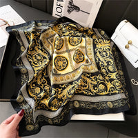 Lusy Store 2024 Luxury Brand Print summer Neck Tie Shawl Silk Square Scarf Women 70cm Hair Hand Wrist Headkercheif Hijab Bandana 