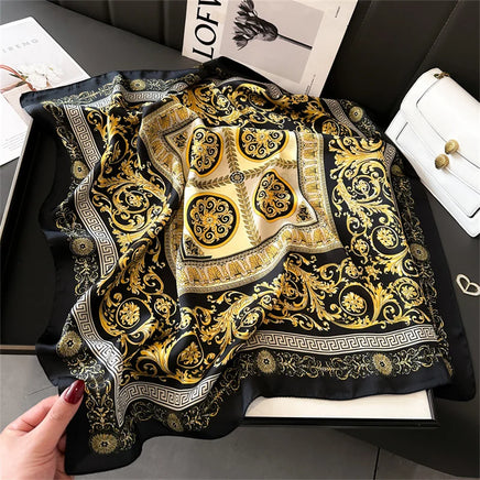 Lusy Store 2024 Luxury Brand Print summer Neck Tie Shawl Silk Square Scarf Women 70cm Hair Hand Wrist Headkercheif Hijab Bandana 
