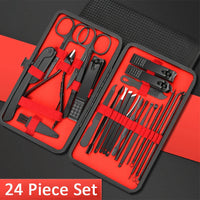7/10/12/18/20/24PCS Set Professional Manicure Set Kits Stainless Steel Fingernail Toenail Clippers Set with Leather Portable Lusy Store