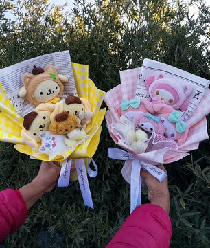 Lusy Store LLC Hello Kitty Kuromi Melody Cinnamoroll Plush Bouquet Home Decoration Xmas Friend Gifts Bouquet