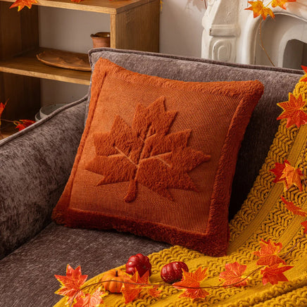 45x45/50x50cm Halloween Pumpkin Plush Pillowcase Cojines Festival Pumpkin Double-Sided Plush Cushion Cover Headboard Pillowcases Caramel maple leaf