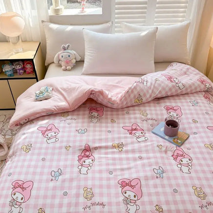 Sanrio Kawaii Hello Kitty Kuromi My melody Pochacco Cinnamoroll Cute Anime Quilt Kawaii Student Dormitory Quilt Set Holiday Gift Lusy Store