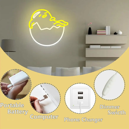 Lusy Store LLC Gudetama Neon Light Anime Wall Decor for Bedroom Livingroom Kids Room Kawaii Gifts Neon Sign