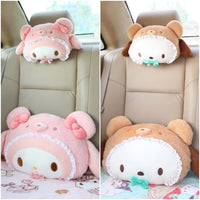 Lusy Store Cute Kuormi My Melody Headrest Anime Cushion Car Seat Game Chair Stuffed Japanese Style Pillow Sofa Bed Plushies Birthday Gifts 