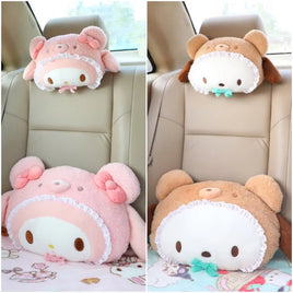 Lusy Store Cute Kuormi My Melody Headrest Anime Cushion Car Seat Game Chair Stuffed Japanese Style Pillow Sofa Bed Plushies Birthday Gifts 