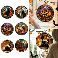 2025 Halloween PVC Glass Window Static Sticker Horror Castle Cat Decorative Sticker Halloween Glass Decals Home Party Decoration