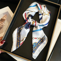 2024 Spring/Summer Breathable Chain Print Neckerchief Fashion 70*70cm Square Scarf Women’s Classical Imitation Silk Bandannas Lusy Store