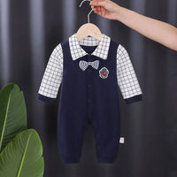 3-18M Boys Romper Newborn Striped Gentleman Tuxedo Infant Party Costume Baby Cotton Halloween Outfit Long Sleeve Formal Clothes ED013206