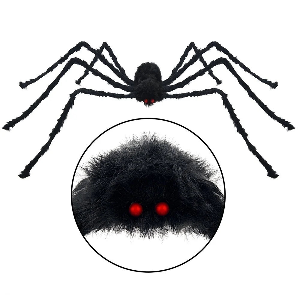 Lusy Store LLC Black Spider Halloween Decoration Haunted House Prop Indoor Outdoor Giant Decor Plush