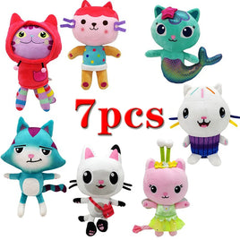 Lusy Store LLC Animals Plush Gabby Dollhouse Lovely Plush Gaby Toy Plush House Cat Doll Cartoon Stuffed Animals Mermaid Cat Plushie Dolls Kids Plush