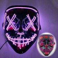 Featured Halloween Masks LED Light Up Full Face Masks Red, Green, Blue Holiday Cosplay Halloween Costumes Masquerade Party, Carn purple
