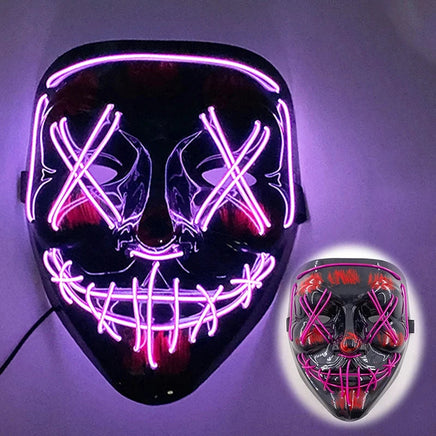 Featured Halloween Masks LED Light Up Full Face Masks Red, Green, Blue Holiday Cosplay Halloween Costumes Masquerade Party, Carn purple