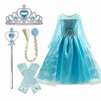 Girls Elsa Anna Costume Kids Birthday Floral Dress Children Snow Queen Performance Fantasy Princess Evening Halloween Costumes Elsa Set B3