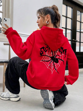 Scream Spiders & Cobwebs Women Hoodies Harajuku Oversize Hoody Fashion Loose Clothing Comfortable red