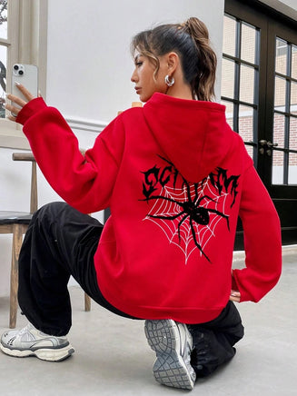 Scream Spiders & Cobwebs Women Hoodies Harajuku Oversize Hoody Fashion Loose Clothing Comfortable red