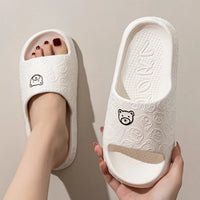 Cute Bear Women Slippers Summer Indoor Soft Cartoon Sandals Bathroom Anti-slip Outdoor Comfy Men Leisure Shoes Couple Lusy Store