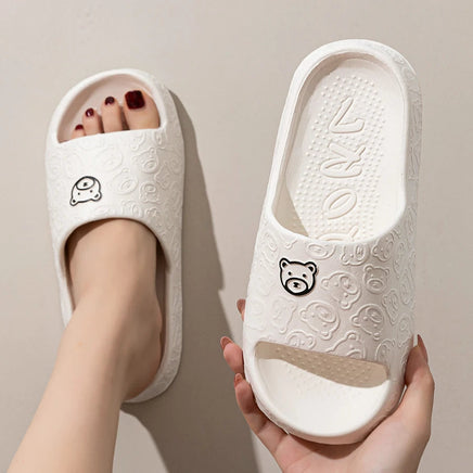 Cute Bear Women Slippers Summer Indoor Soft Cartoon Sandals Bathroom Anti-slip Outdoor Comfy Men Leisure Shoes Couple Lusy Store