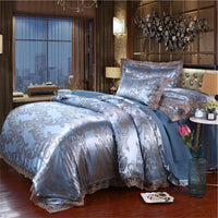 Nordic Satin Jacquard Duvet Cover Set Luxury Flower Bedding Set Adlut Quilt Cover Pillowcases Sheet Twin Queen King Home Texiles Lusy Store