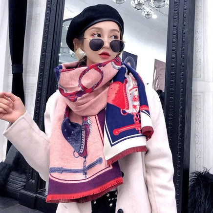 Throw Blanket Luxury Winter Cashmere Scarf Women Design Warm Blanket Horse Scarves Female Shawl Wraps Poncho Feminino Inverno Lusy Store