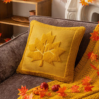 45x45/50x50cm Halloween Pumpkin Plush Pillowcase Cojines Festival Pumpkin Double-Sided Plush Cushion Cover Headboard Pillowcases Yellow maple leaf