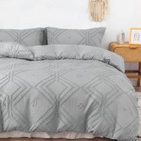 Tufted Duvet cover，3pcs 100% Microfiber Bedding Cover Sets  All-Seasons Soft Comforter Cover Skin-Friendly Lusy Store