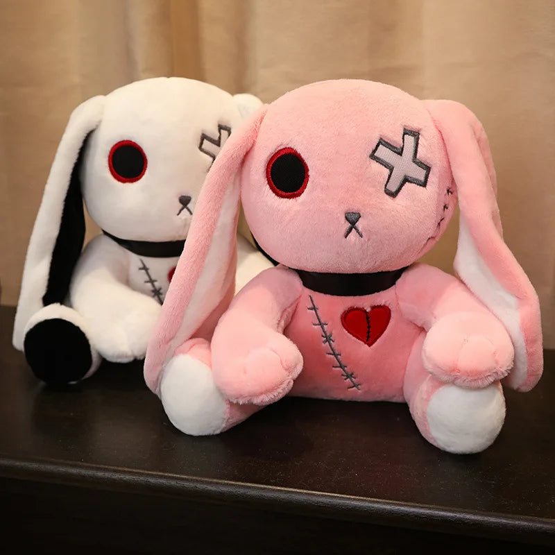 Lusy Store LLC Creepy Goth Bunny Plush Crazy Rabbit Plushie Toys Spooky Gothic Bunny Stuffed Animal Cute Horror Dreadful Bunny Doll Plush